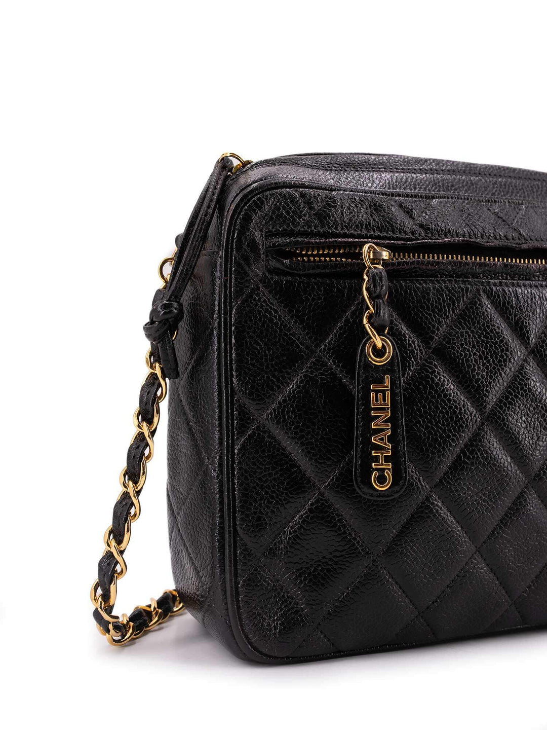 Top Quality Chanel Caviar Quilted Leather CC Logo Messenger Bag Black