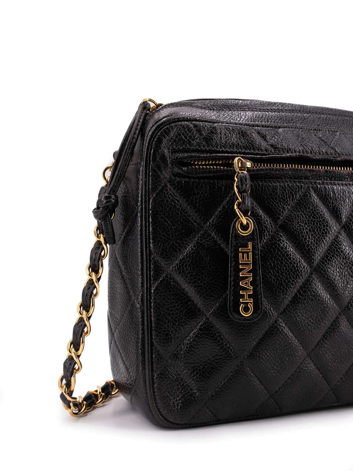 Top Quality Chanel Caviar Quilted Leather CC Logo Messenger Bag Black