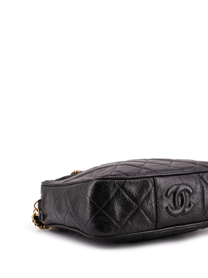 Top Quality Chanel Caviar Quilted Leather CC Logo Messenger Bag Black