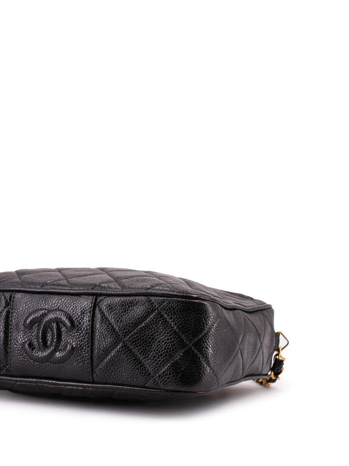 Top Quality Chanel Caviar Quilted Leather CC Logo Messenger Bag Black