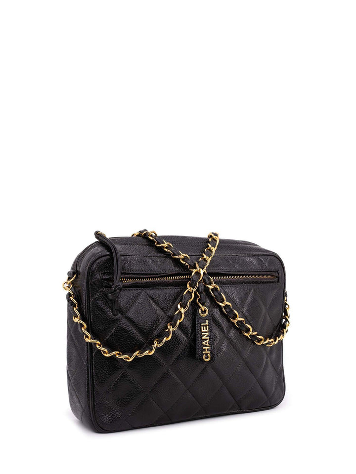 Top Quality Chanel Caviar Quilted Leather CC Logo Messenger Bag Black