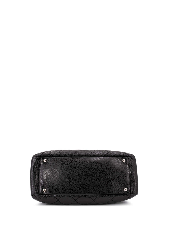 Top Quality Chanel Caviar Quilted Leather CC Logo Shopper Bag Black