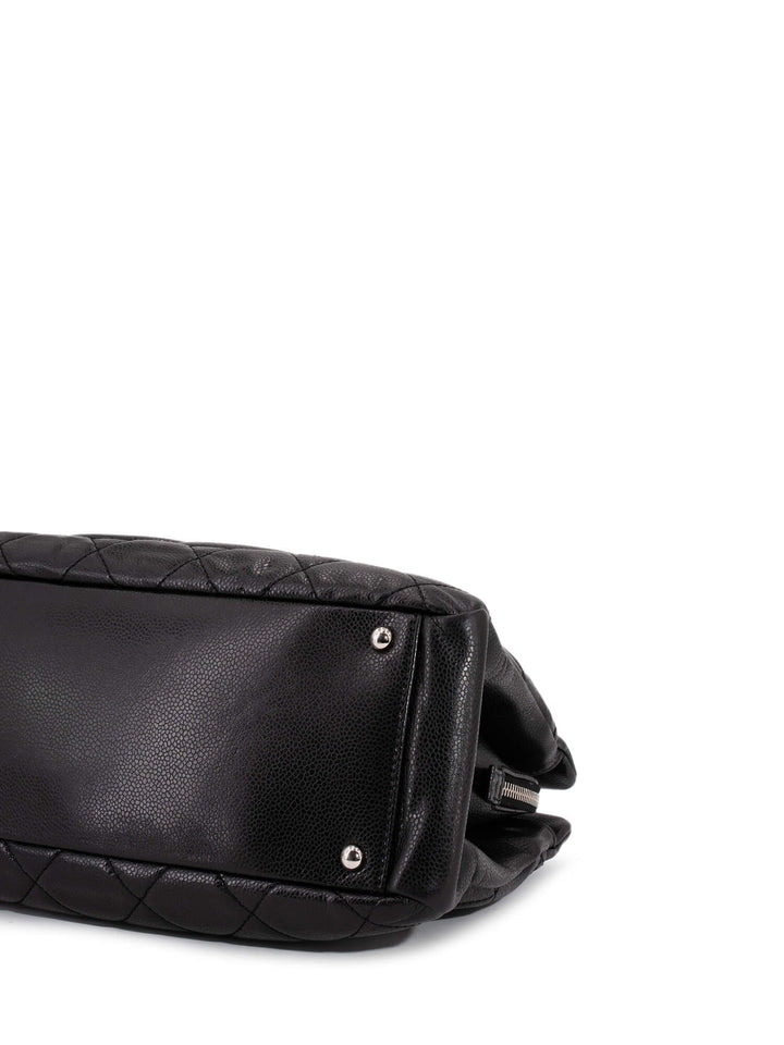 Top Quality Chanel Caviar Quilted Leather CC Logo Shopper Bag Black