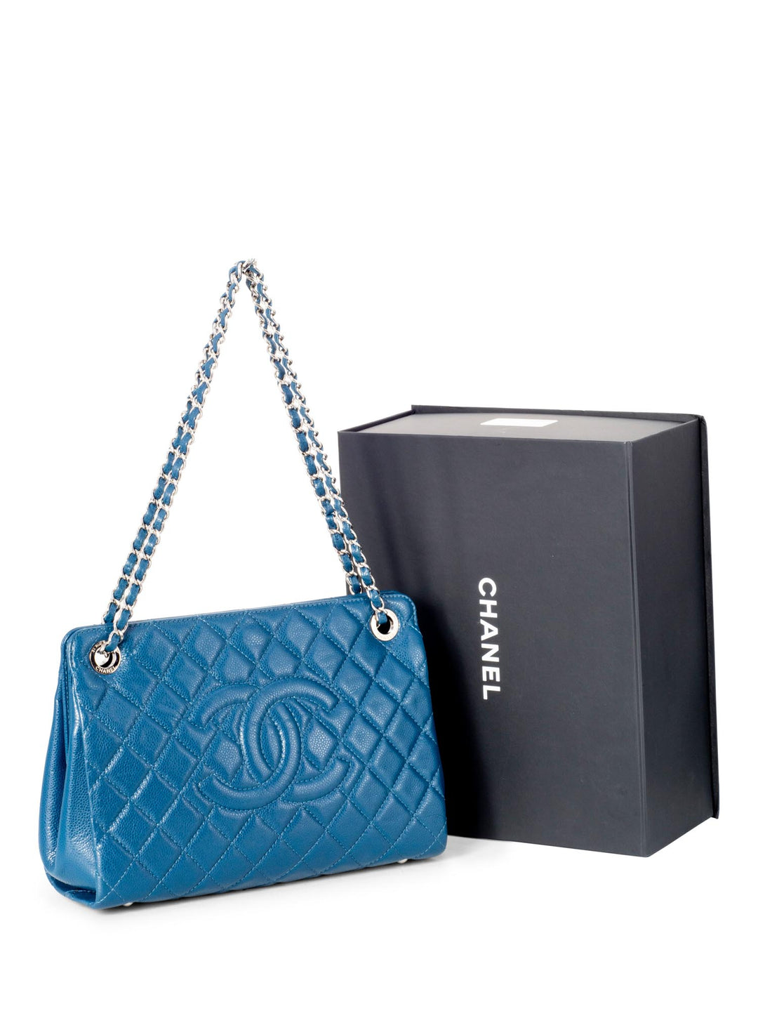 Top Quality Chanel Caviar Quilted Leather Grand Shopper GST Bag Blue