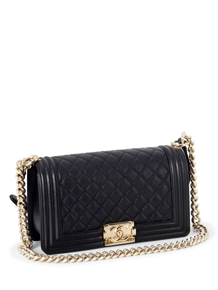 Top Quality Chanel Caviar Quilted Medium Boy Flap Bag Black
