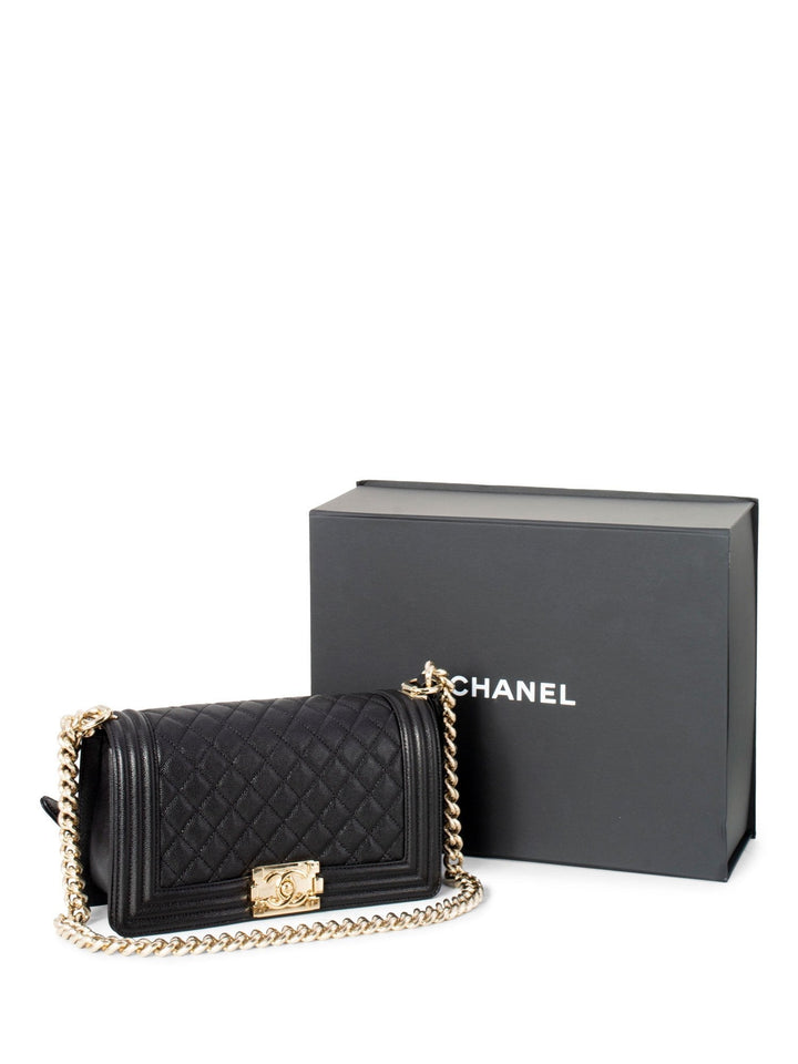 Top Quality Chanel Caviar Quilted Medium Boy Flap Bag Black