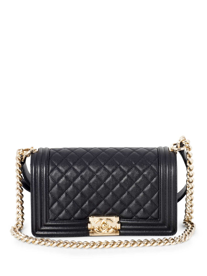 Top Quality Chanel Caviar Quilted Medium Boy Flap Bag Black