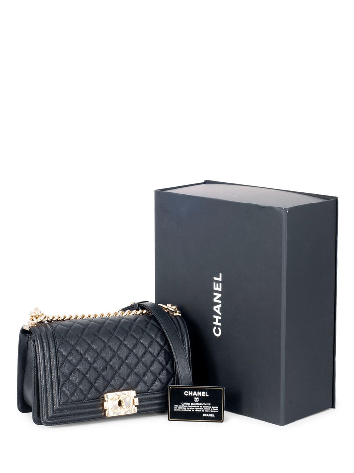 Top Quality Chanel Caviar Quilted Medium Boy Flap Bag Black