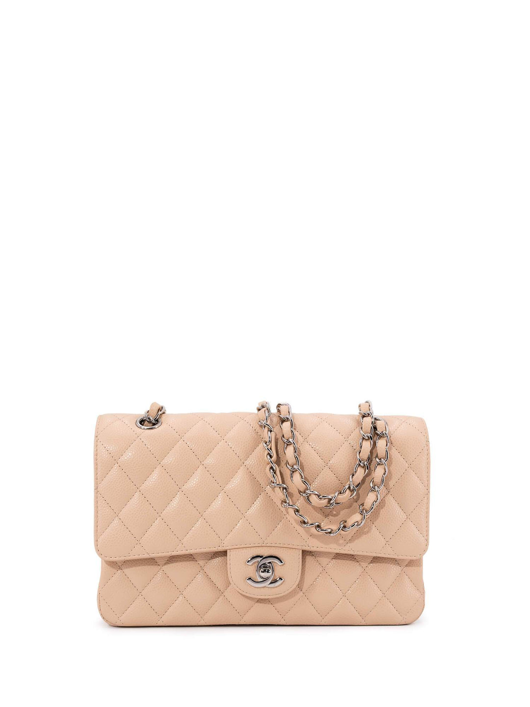 Top Quality Chanel Caviar Quilted Medium Double Flap Bag Beige