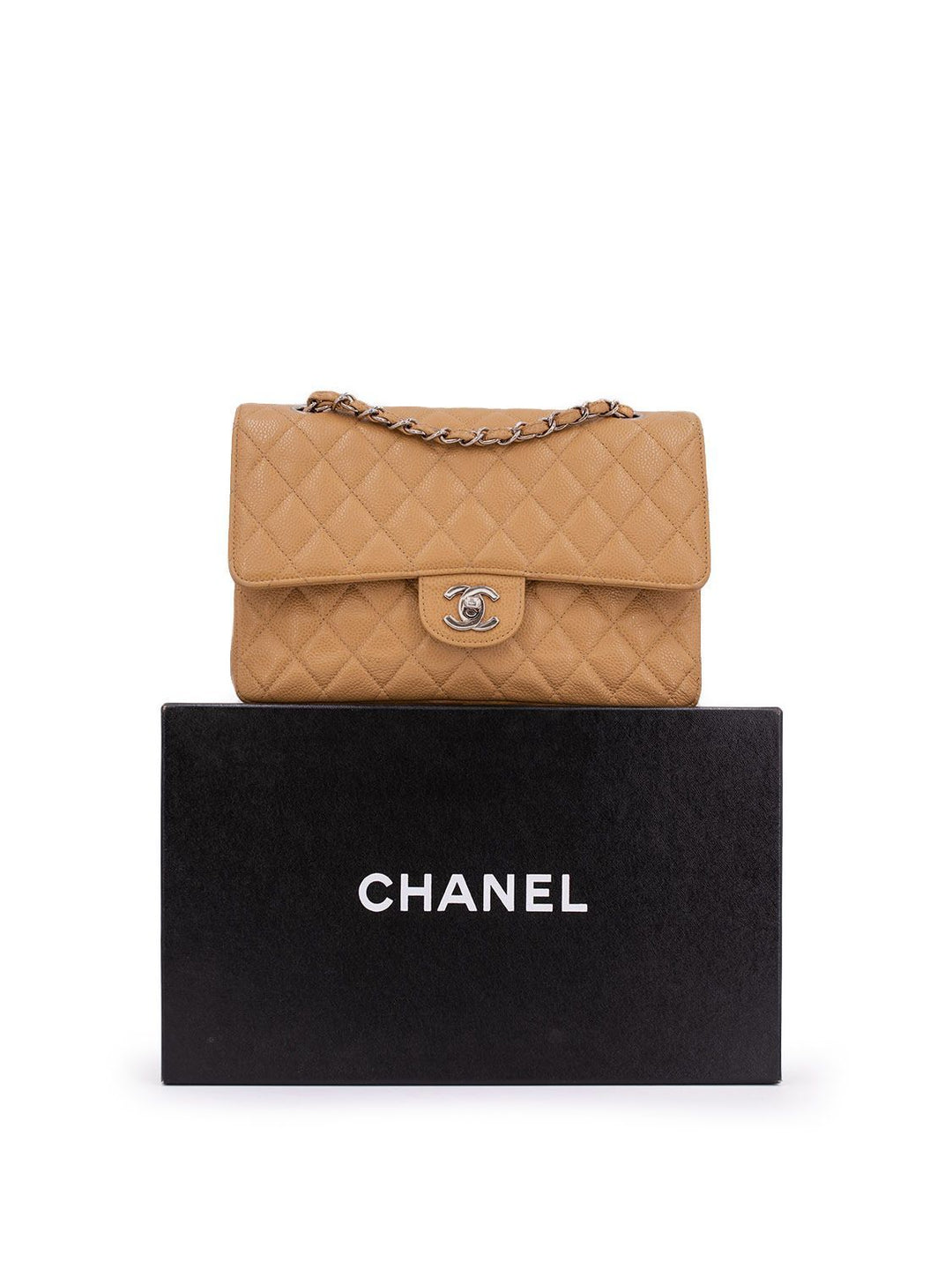 Top Quality Chanel Caviar Quilted Medium Double Flap Bag Beige