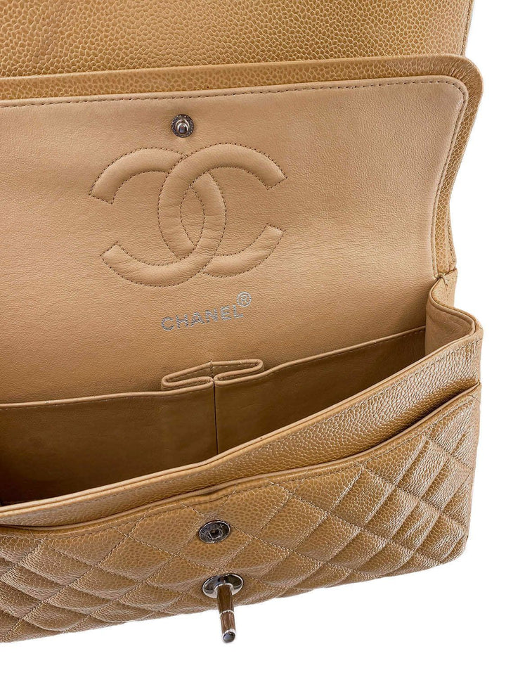 Top Quality Chanel Caviar Quilted Medium Double Flap Bag Beige