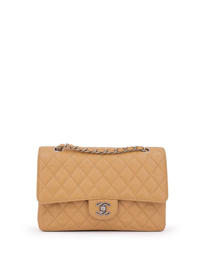 Top Quality Chanel Caviar Quilted Medium Double Flap Bag Beige