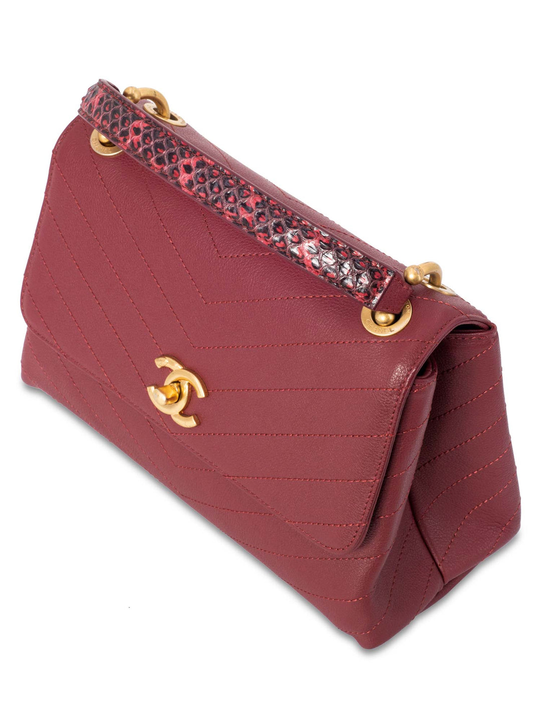 Top Quality Chanel Chevron Caviar Leather Top Handle Flap Bag Burgundy