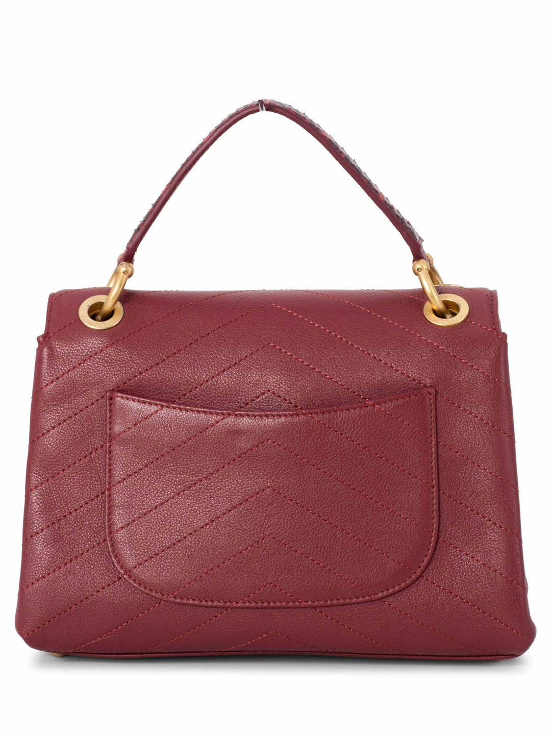 Top Quality Chanel Chevron Caviar Leather Top Handle Flap Bag Burgundy