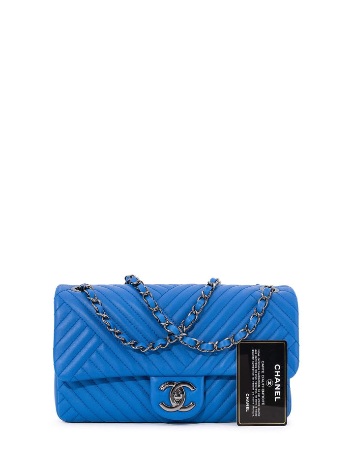 Top Quality Chanel Chevron Quilted Leather Flap Bag Royal Blue