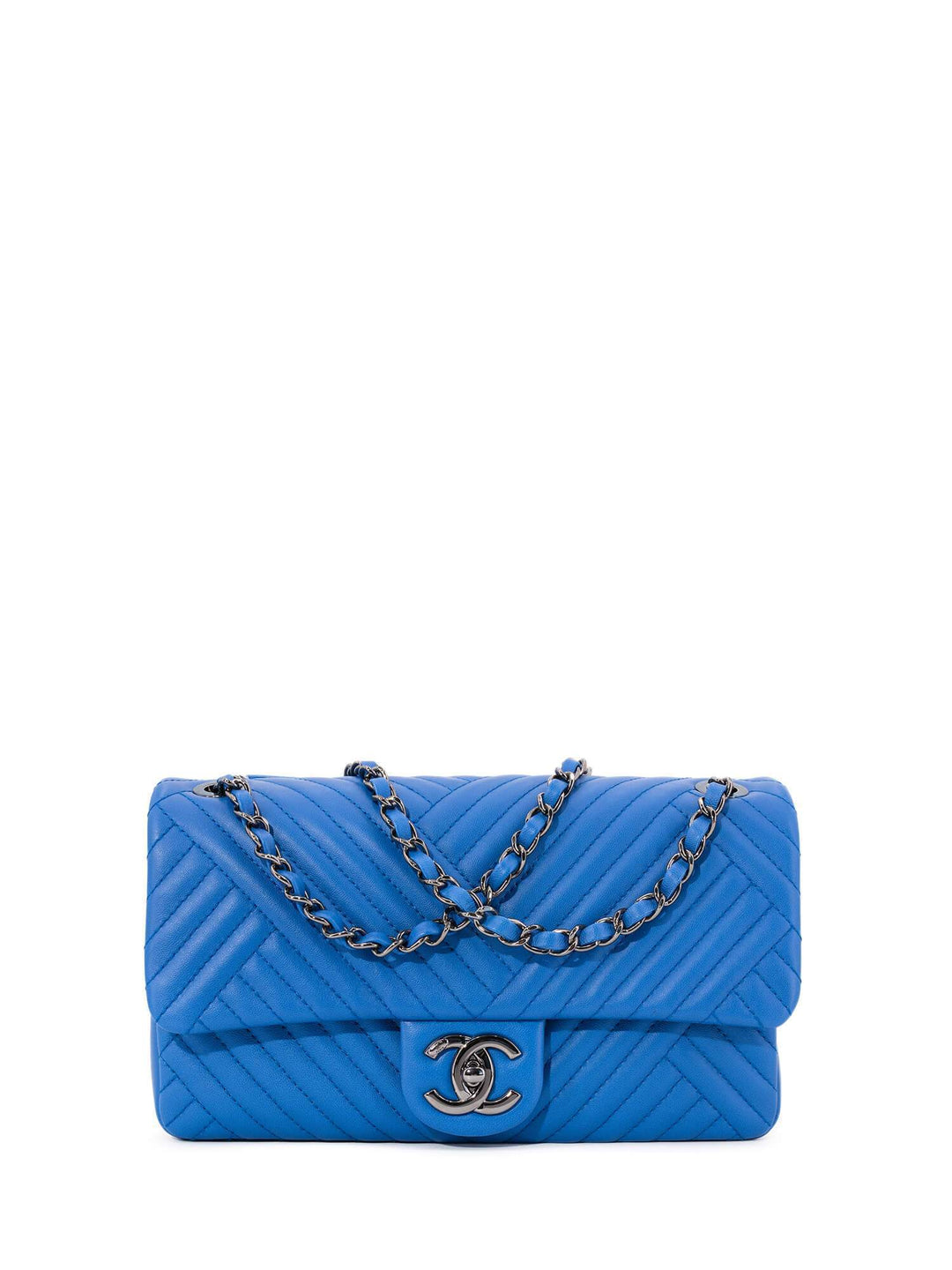 Top Quality Chanel Chevron Quilted Leather Flap Bag Royal Blue