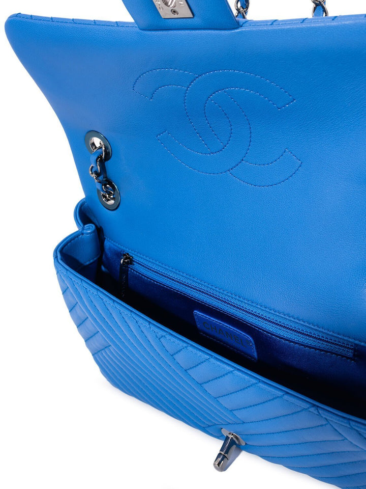 Top Quality Chanel Chevron Quilted Leather Flap Bag Royal Blue
