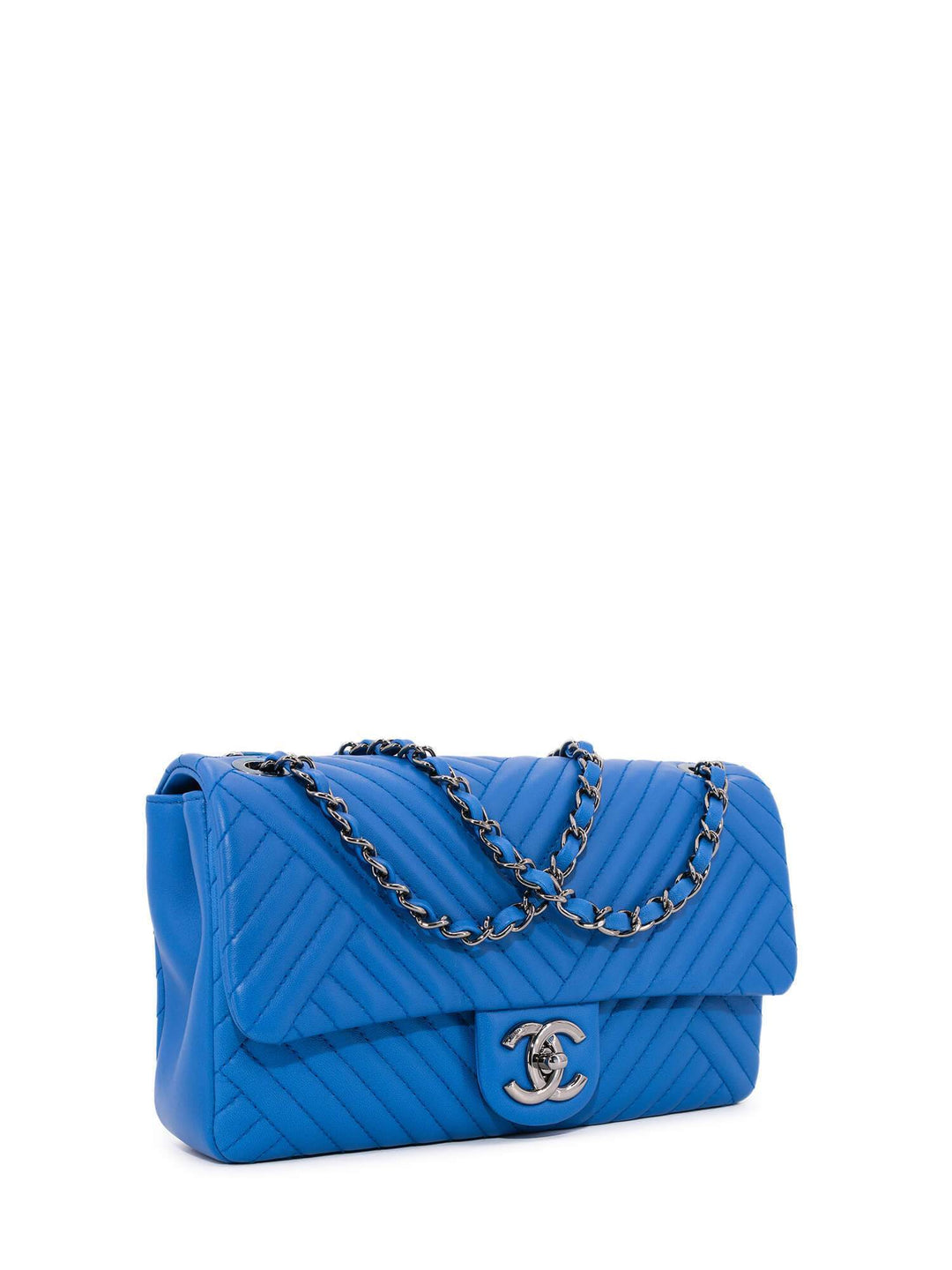 Top Quality Chanel Chevron Quilted Leather Flap Bag Royal Blue