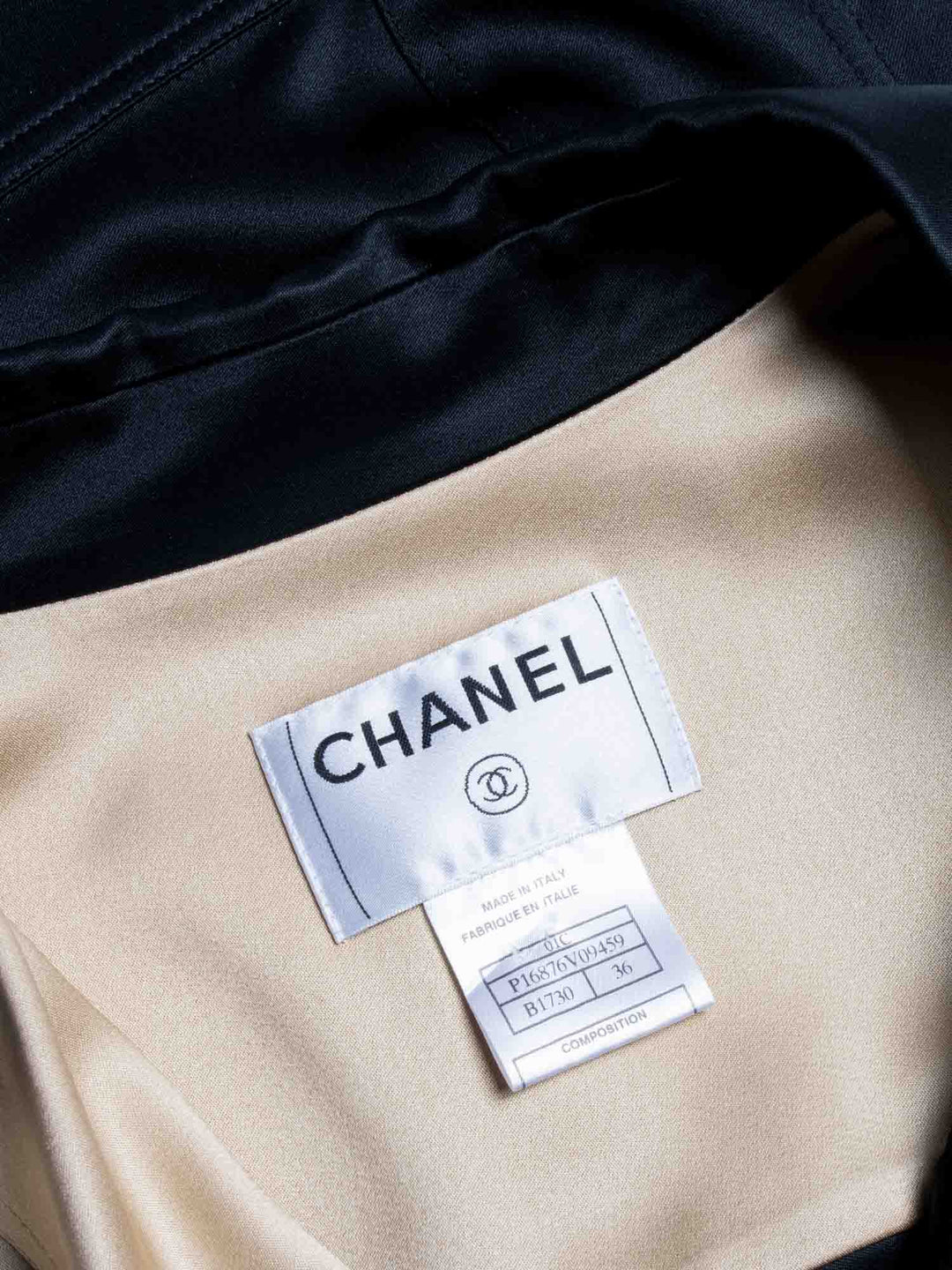 Top Quality Chanel Clover Satin Silk Cropped Jacket Black Gold