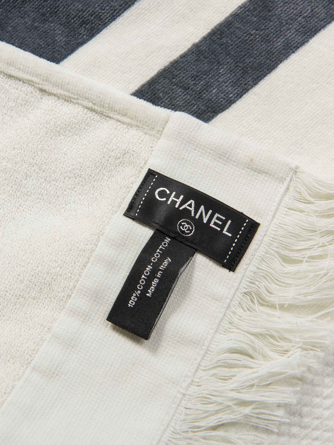 Top Quality Chanel Cotton CC Logo Fringe Extra Large Towel White Grey Black
