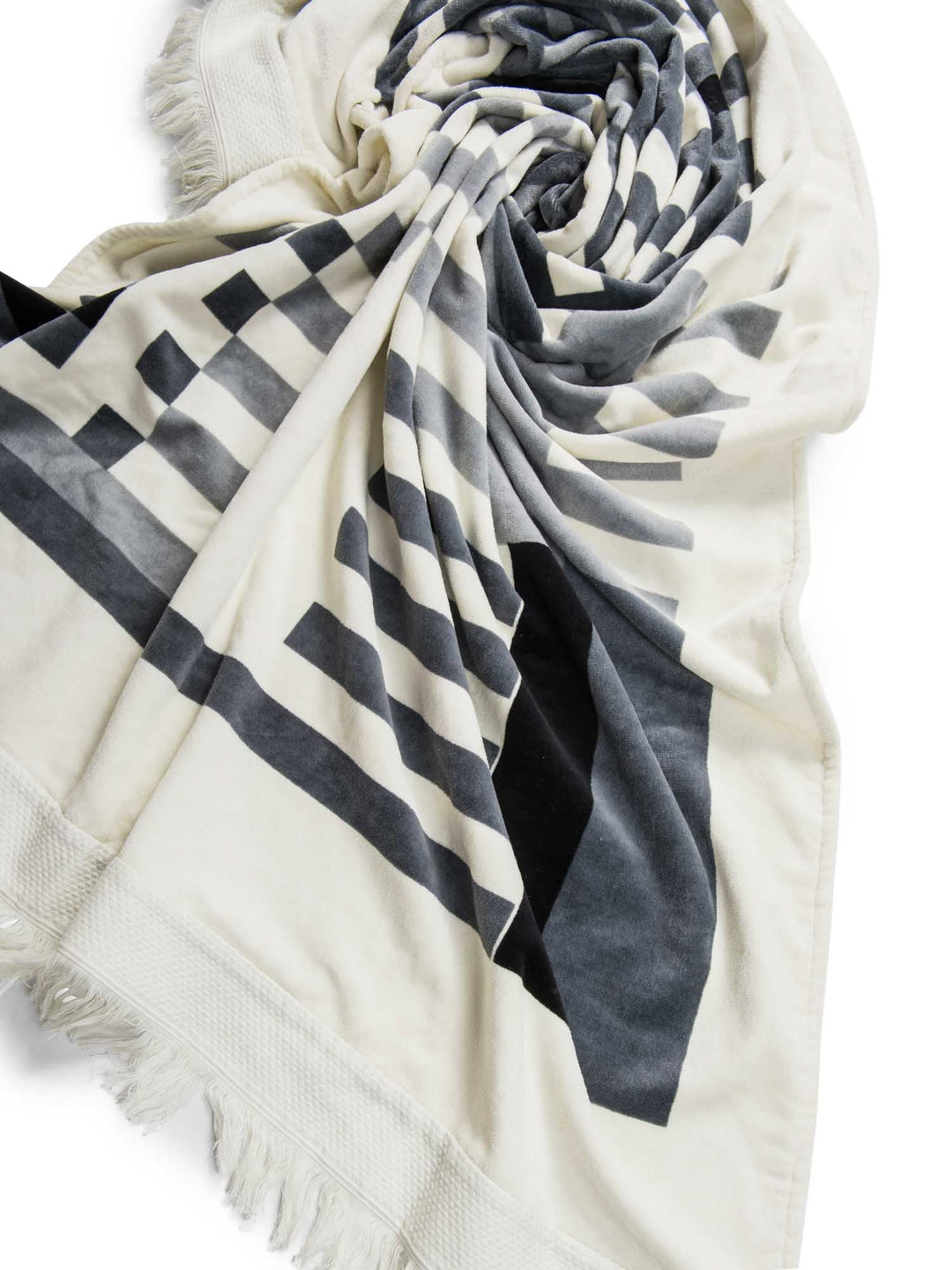 Top Quality Chanel Cotton CC Logo Fringe Extra Large Towel White Grey Black