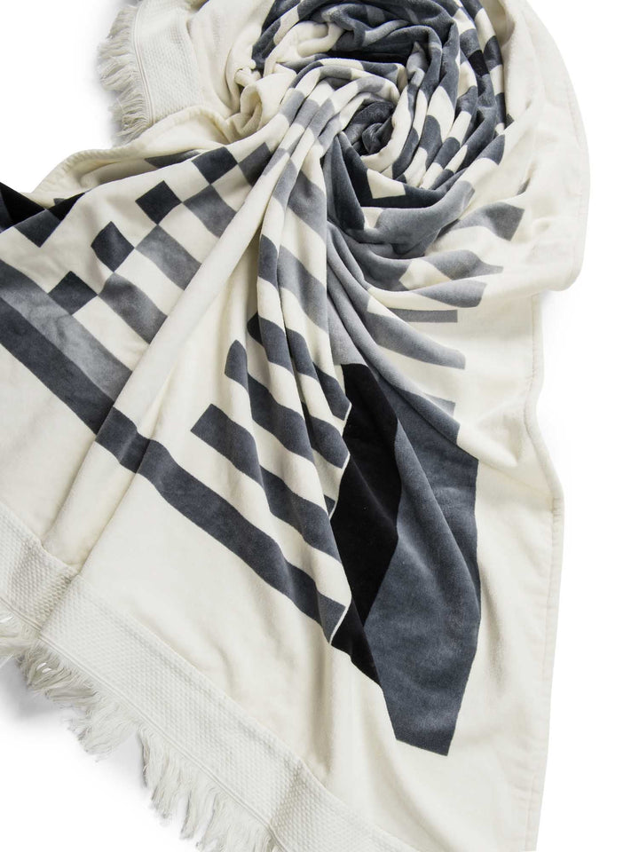 Top Quality Chanel Cotton CC Logo Fringe Extra Large Towel White Grey Black