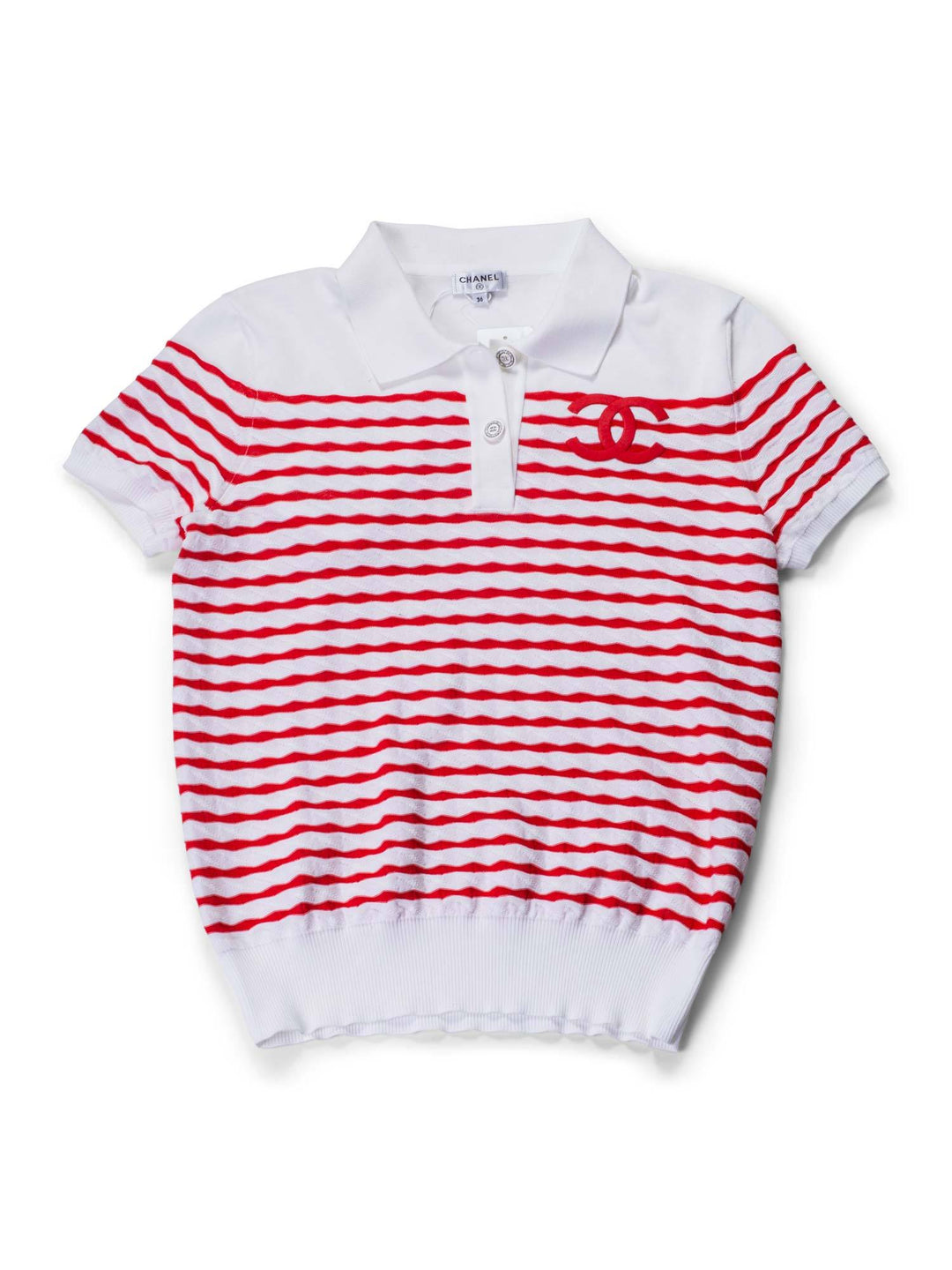 Top Quality Chanel Cotton CC Logo Polo T-Shirt Red White