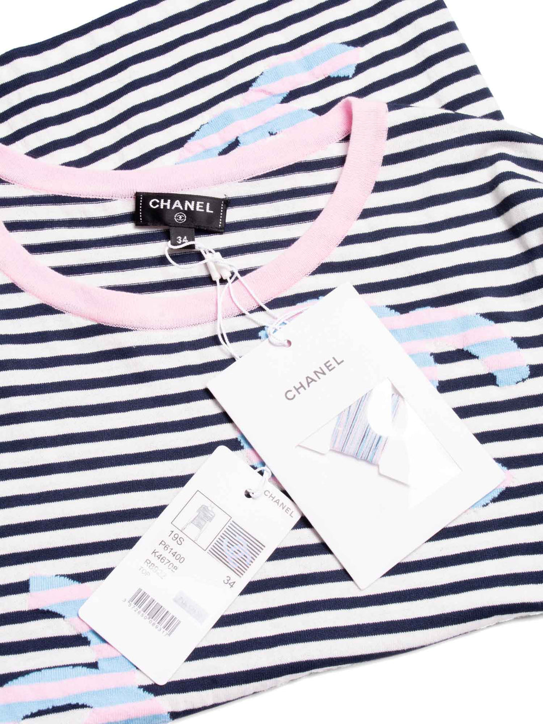 Top Quality Chanel Cotton CC Logo Stripe La Pausa Top Blue Pink