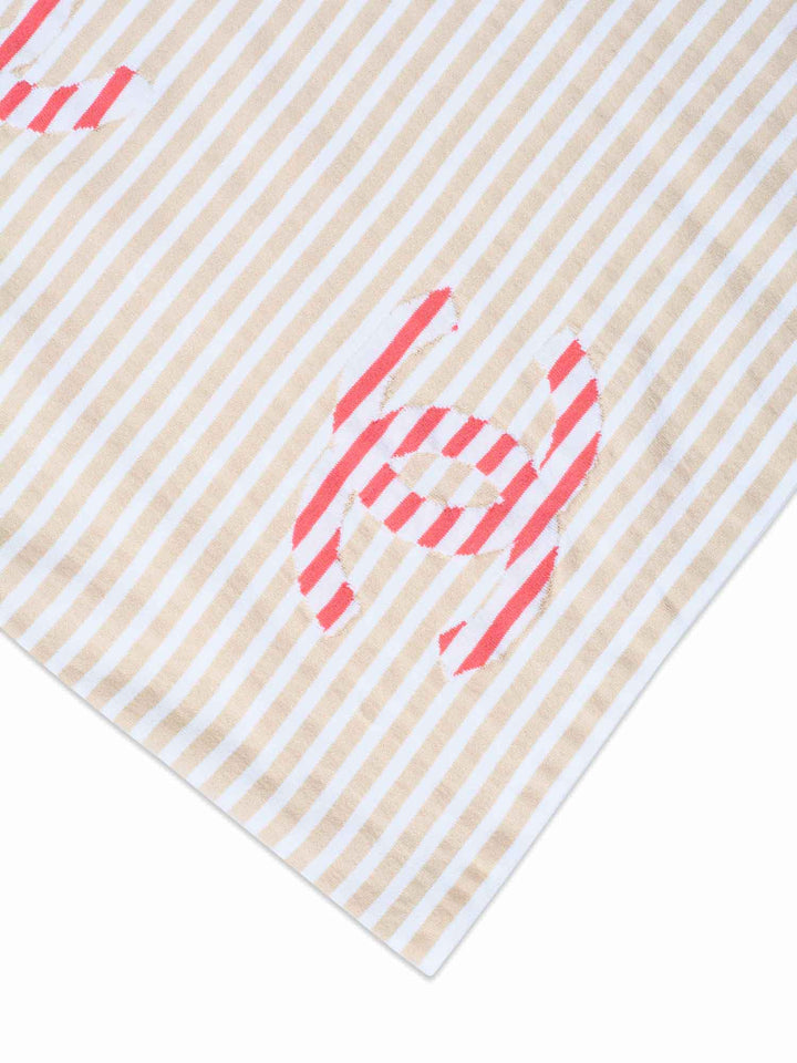 Top Quality Chanel Cotton CC Logo Stripe Top Tan Pink EU 42