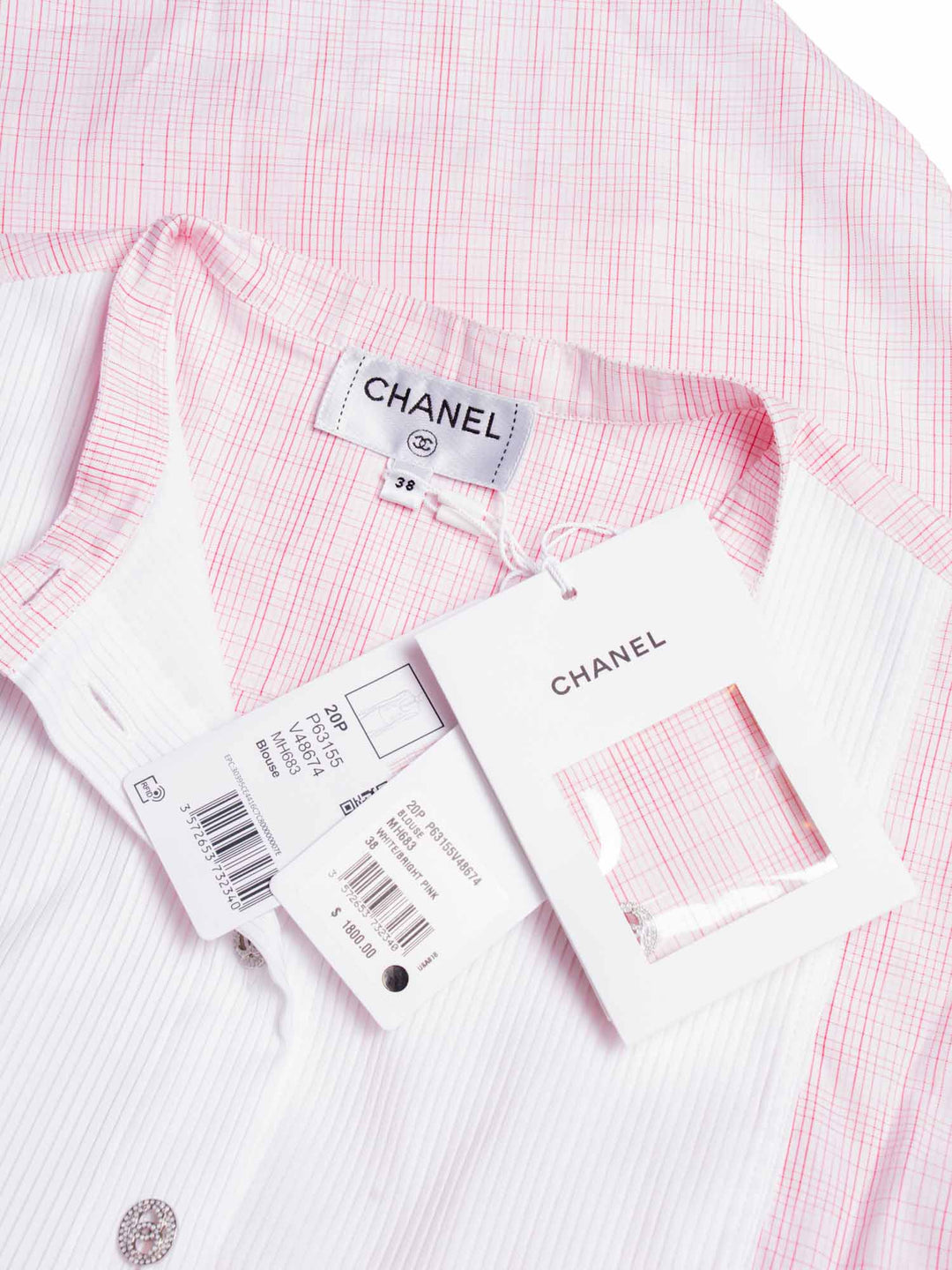 Top Quality Chanel Cotton CC Logo Swarovski Buttons Sleeveless Top Red White