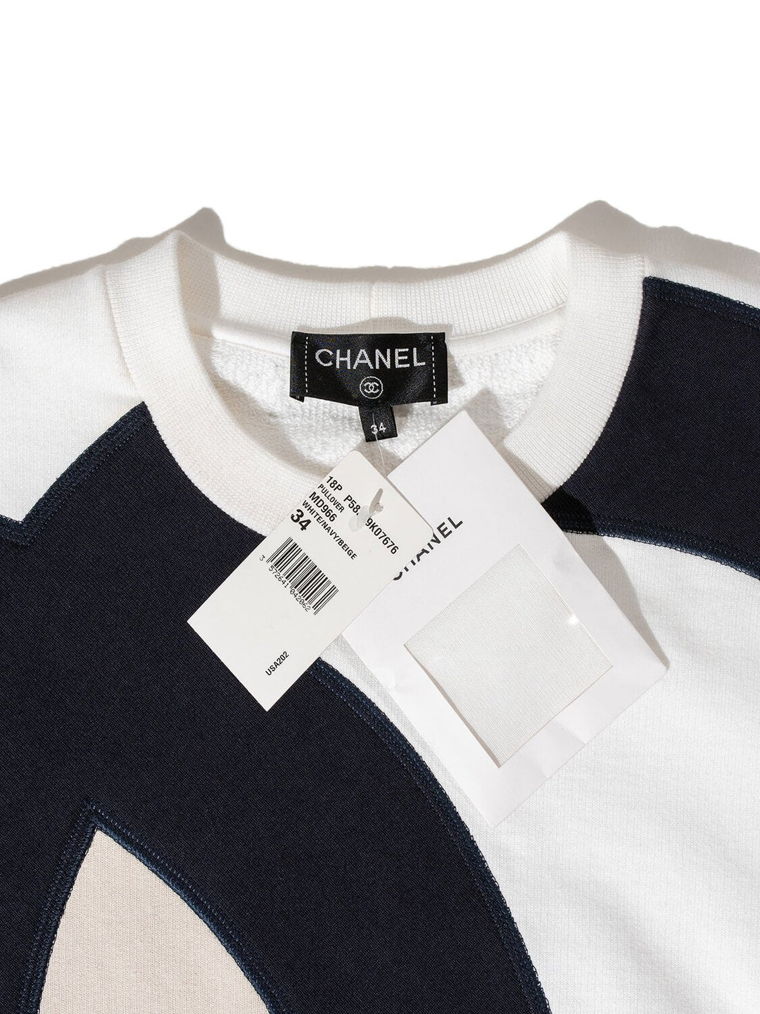 Top Quality Chanel Cotton CC Logo Sweatshirt White Taupe Blue