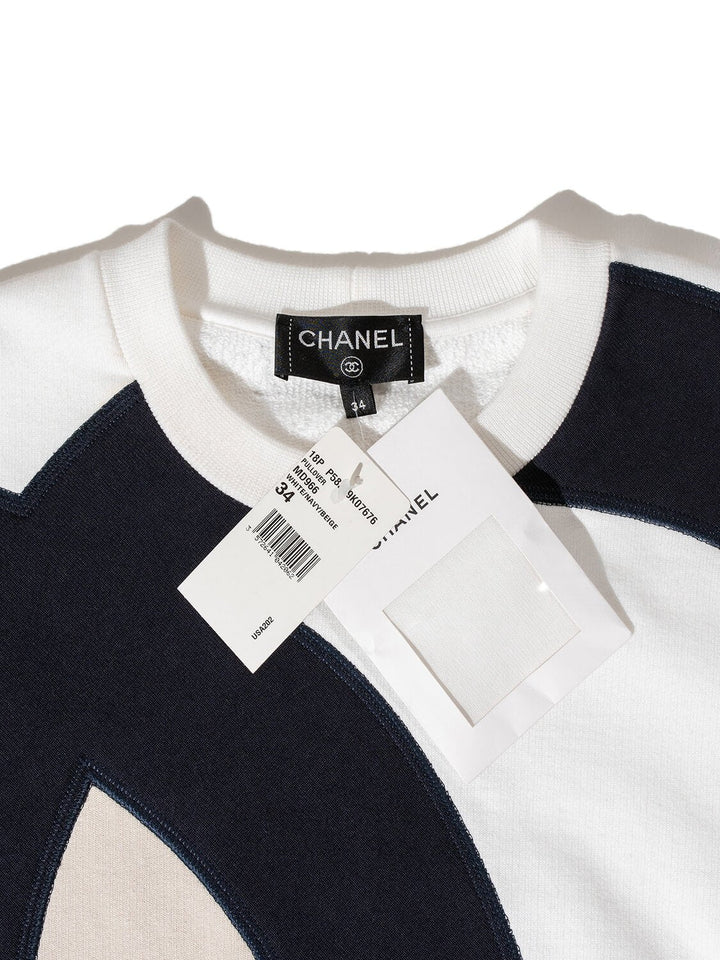 Top Quality Chanel Cotton CC Logo Sweatshirt White Taupe Blue