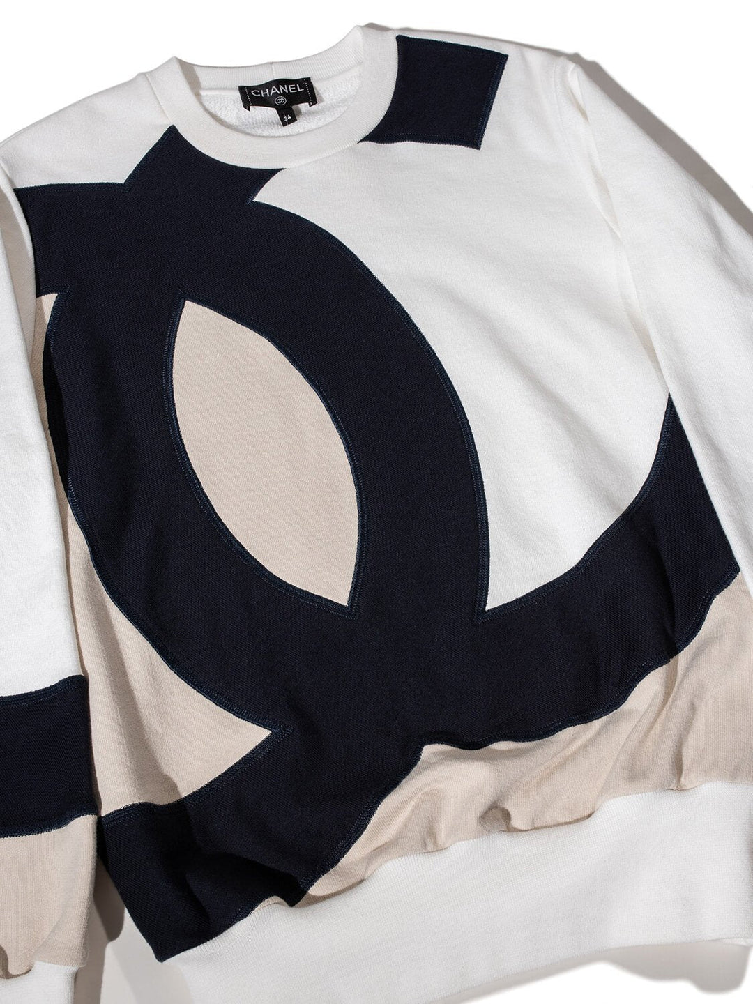 Top Quality Chanel Cotton CC Logo Sweatshirt White Taupe Blue