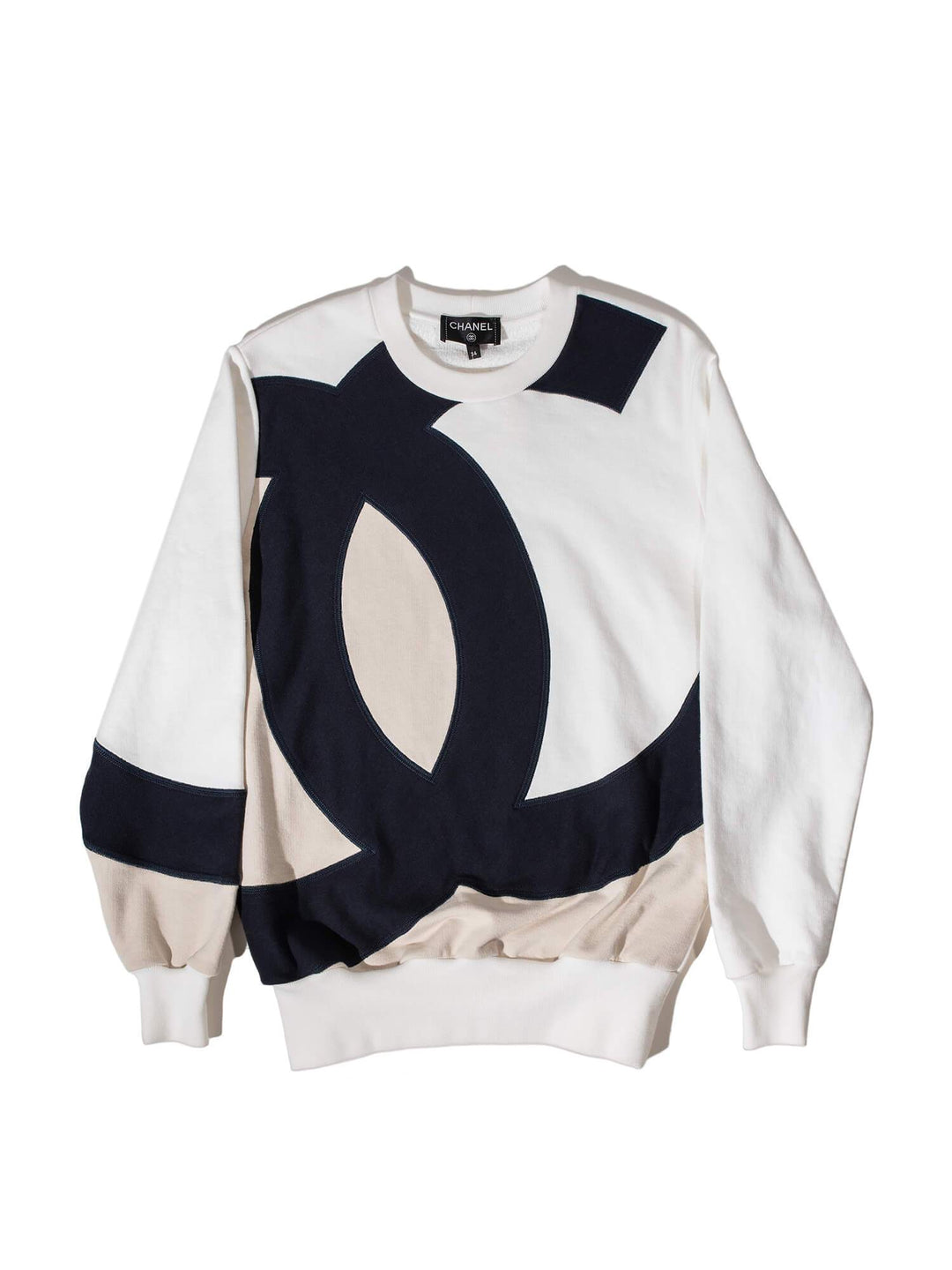 Top Quality Chanel Cotton CC Logo Sweatshirt White Taupe Blue