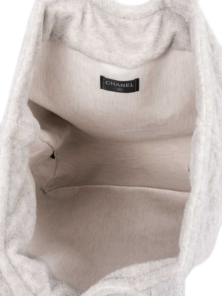 Top Quality Chanel Cotton CC Logo XXL Beach Bag Grey