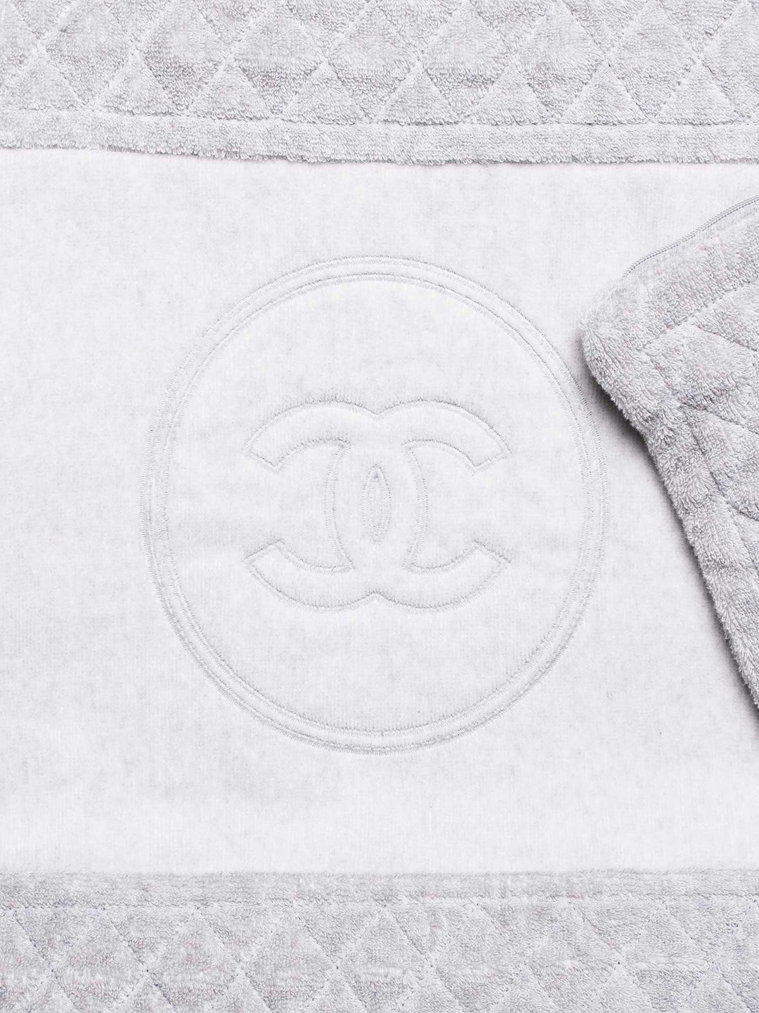 Top Quality Chanel Cotton CC Logo XXL Beach Bag Grey