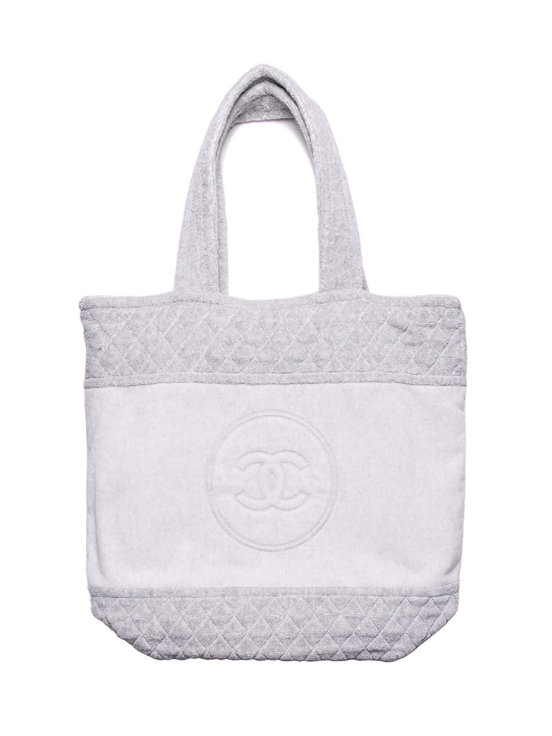 Top Quality Chanel Cotton CC Logo XXL Beach Bag Grey