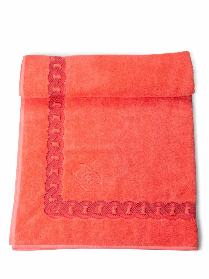 Top Quality Chanel Cotton CC Logo XXL Beach Towel Pink