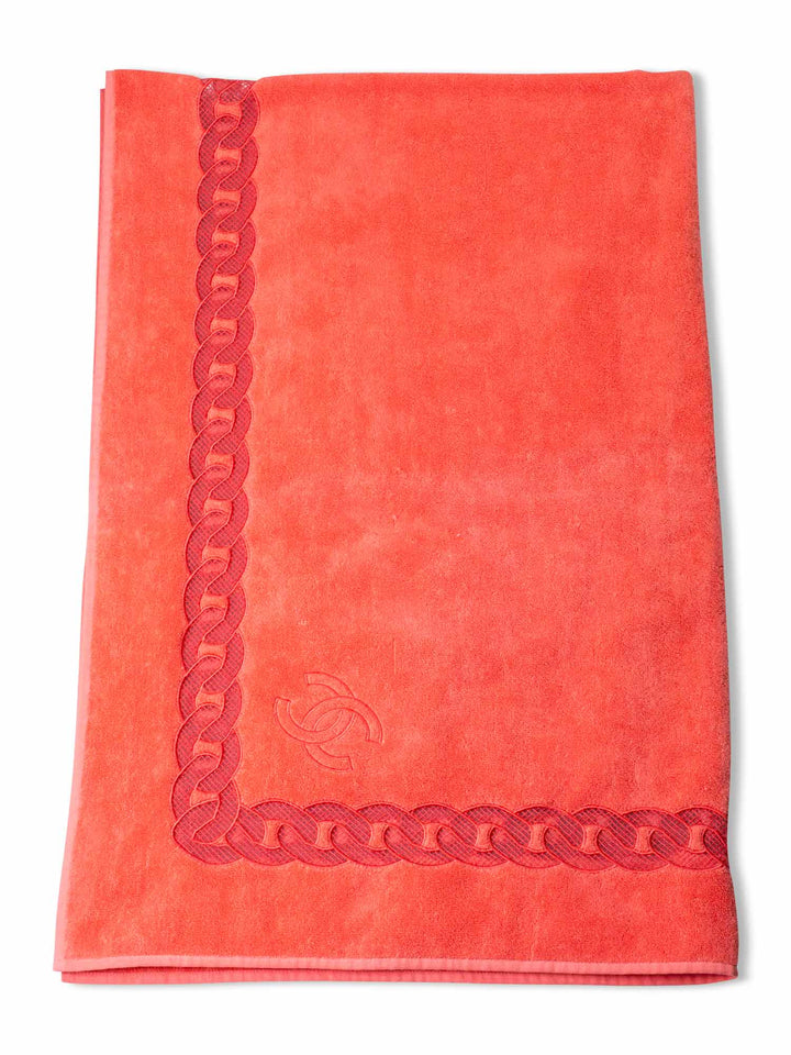 Top Quality Chanel Cotton CC Logo XXL Beach Towel Pink