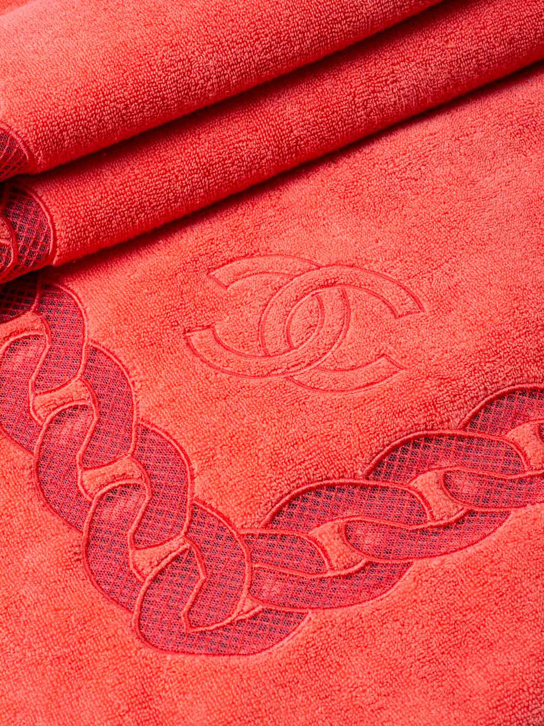 Top Quality Chanel Cotton CC Logo XXL Beach Towel Pink
