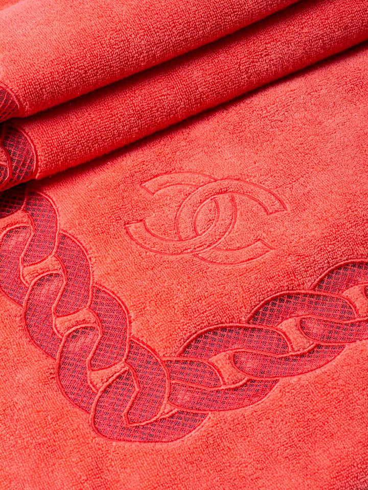 Top Quality Chanel Cotton CC Logo XXL Beach Towel Pink