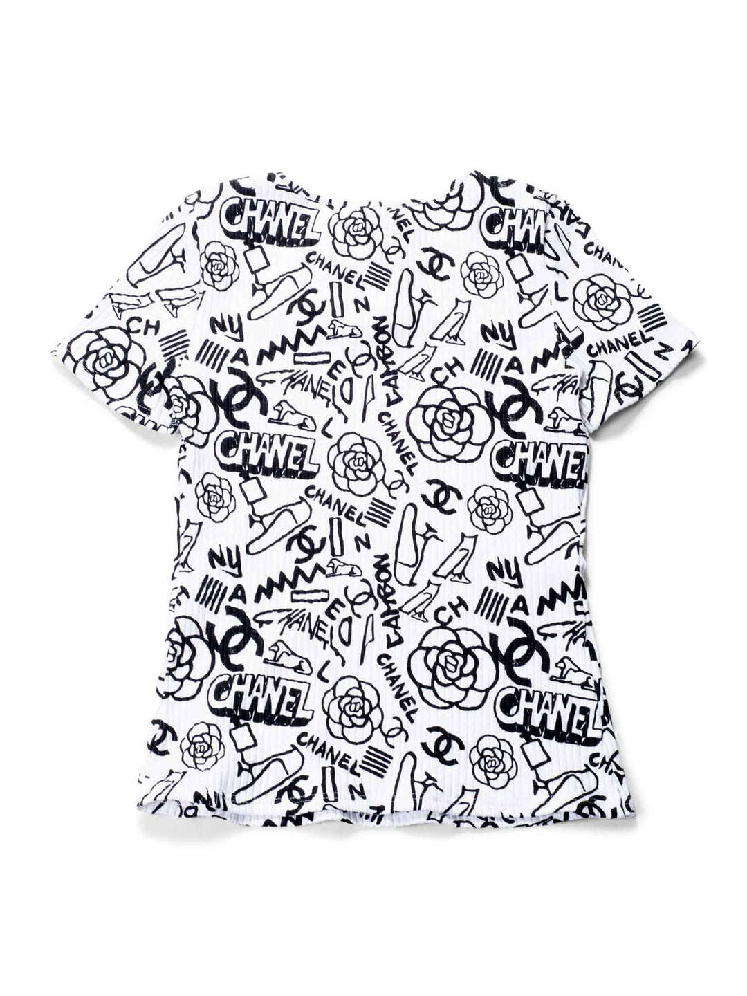 Top Quality Chanel Cotton Paris New York Graffiti T-Shirt Black White