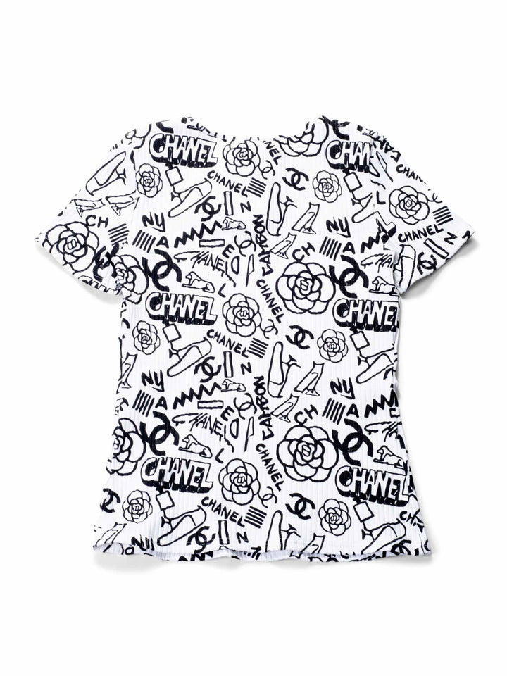Top Quality Chanel Cotton Paris New York Graffiti T-Shirt Black White