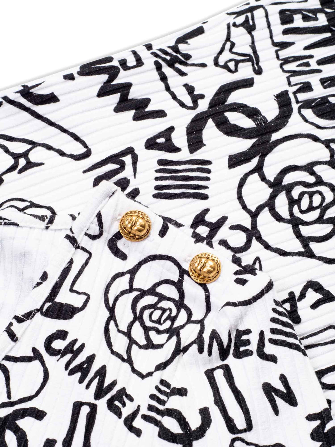 Top Quality Chanel Cotton Paris New York Graffiti T-Shirt Black White