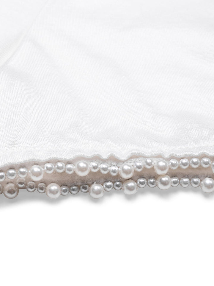 Top Quality Chanel Cotton Pearl Fringe Top White