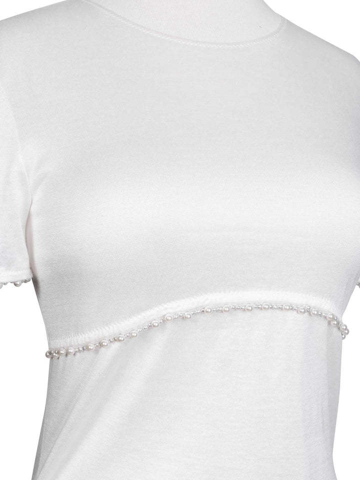 Top Quality Chanel Cotton Pearl Fringe Top White