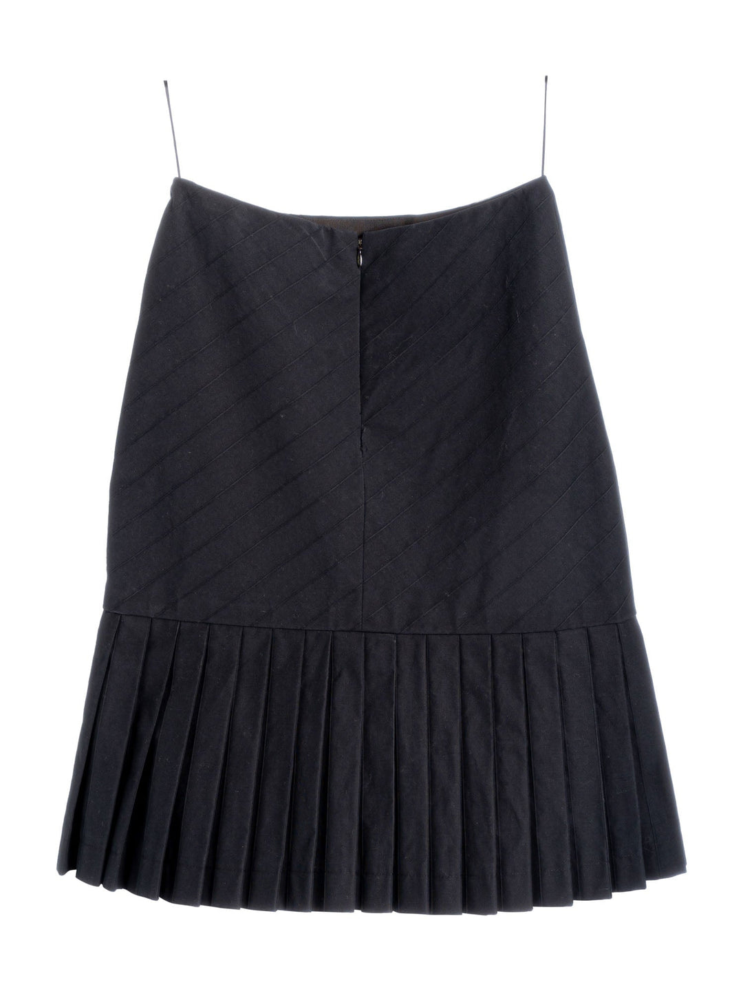 Top Quality Chanel Cotton Pleated Midi Skirt Navy Blue