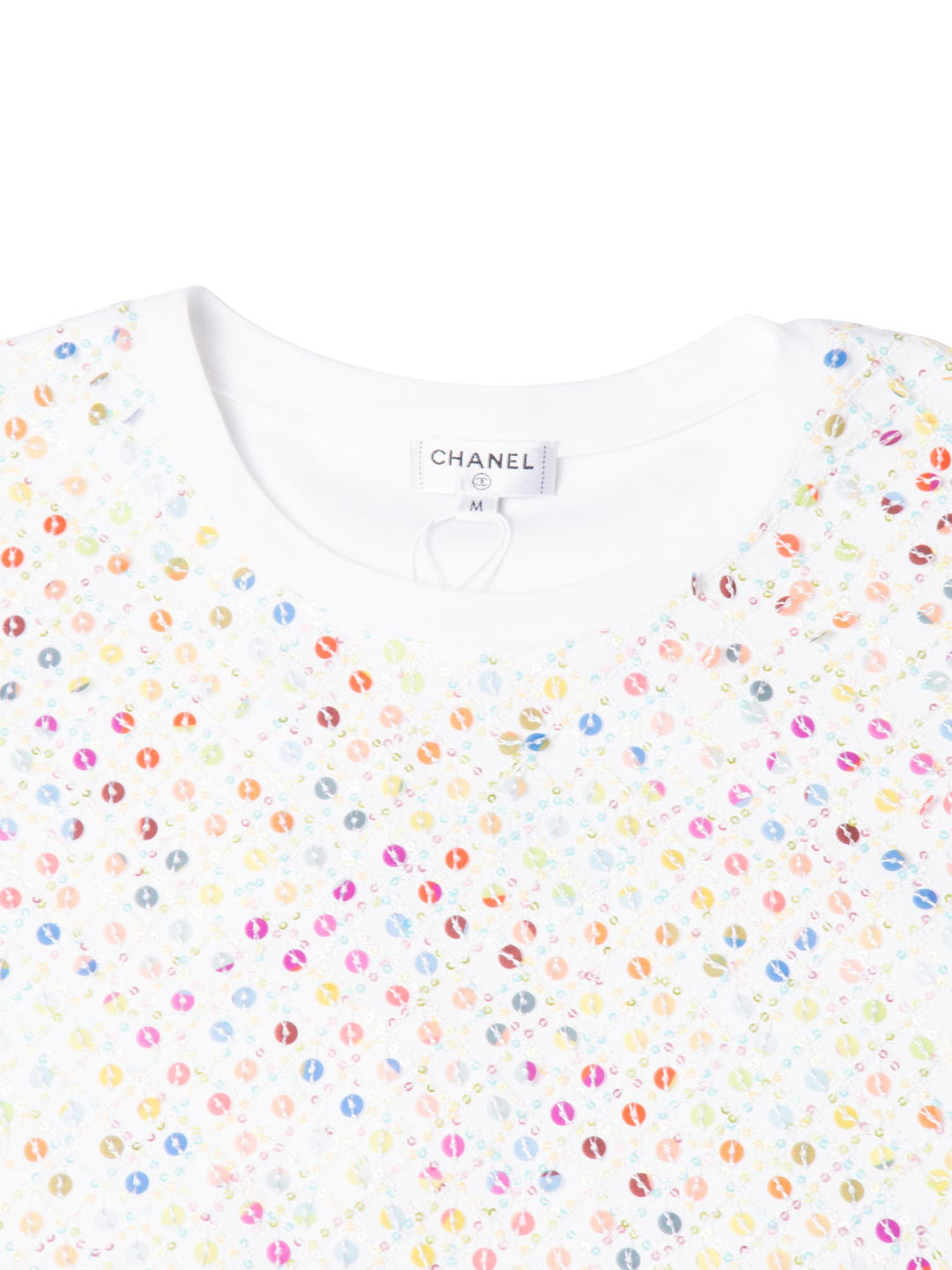 Top Quality Chanel Cotton Sequin CC Logo La Pausa Top White