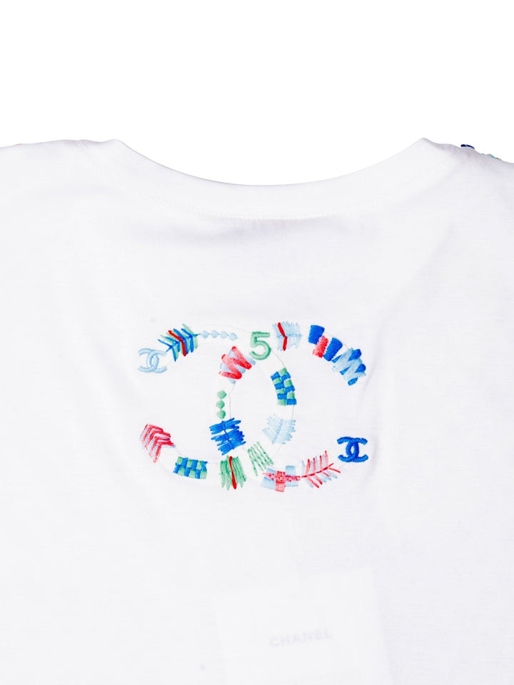Top Quality Chanel Cotton Sequin CC Logo La Pausa Top White
