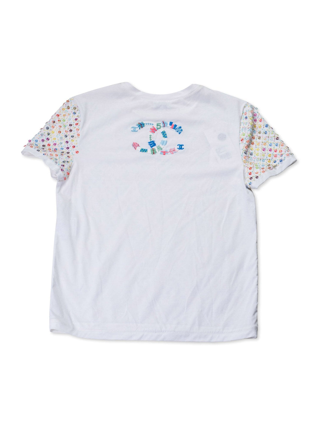 Top Quality Chanel Cotton Sequin CC Logo Top White